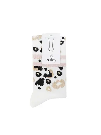 OOLEY | Calcetines LEO con estampado integral de leopardo, rosa neón y blanco | weiss